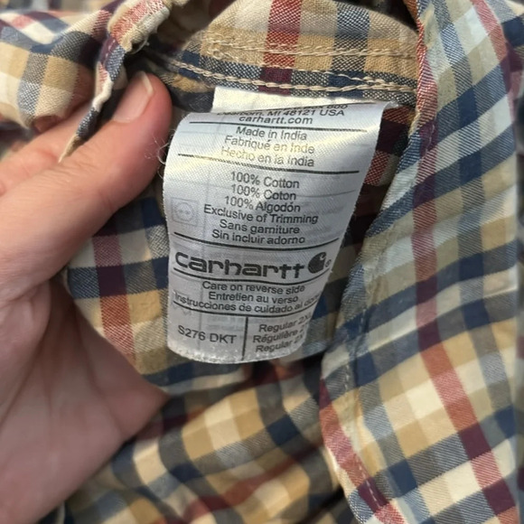 Carhartt men’s tan plaid short sleeve button down shirt size XXL - Picture 9 of 9